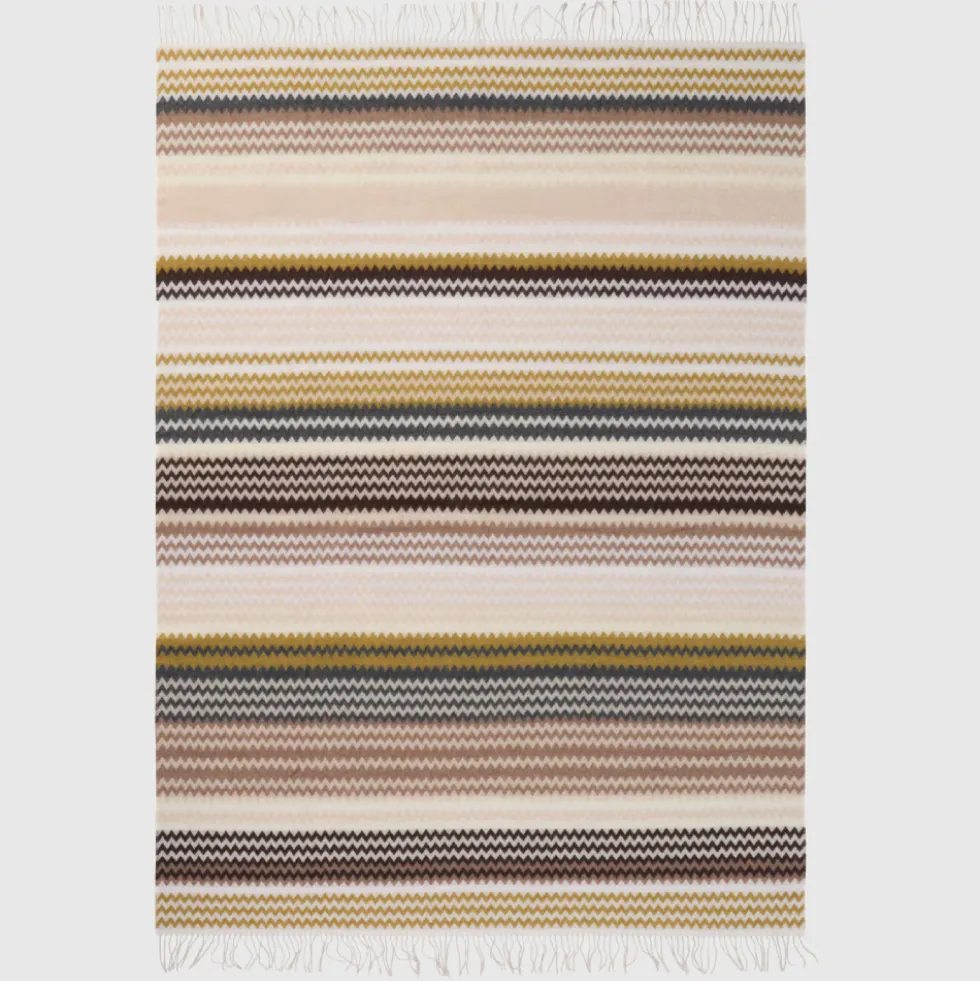 Missoni Home plaid con frange 130x190 cm HUMBERT 148 marrone zig-zag