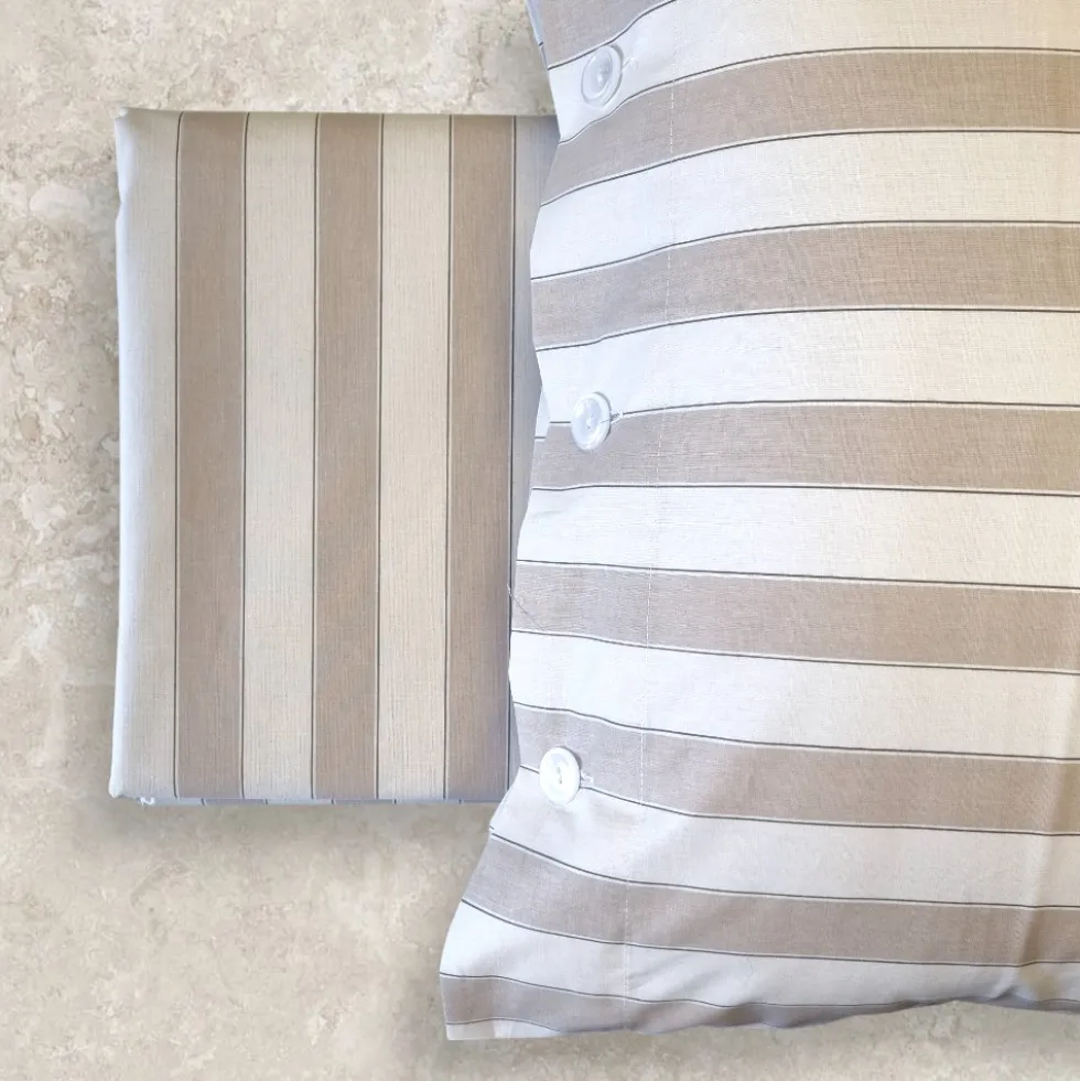 Parure copripiumino a righe beige Gabel MILANO in puro cotone