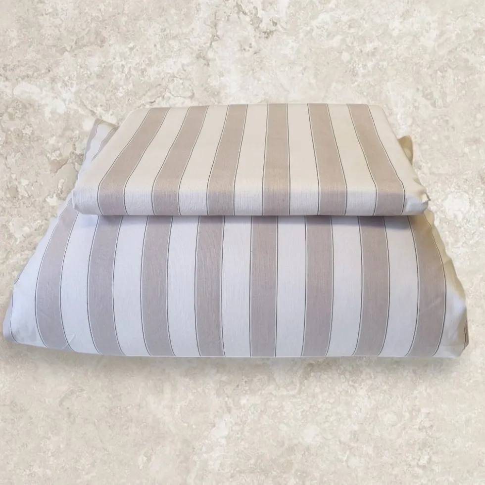 Parure copripiumino a righe beige Gabel MILANO in puro cotone