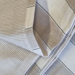 Parure copripiumino a righe beige Gabel MILANO in puro cotone