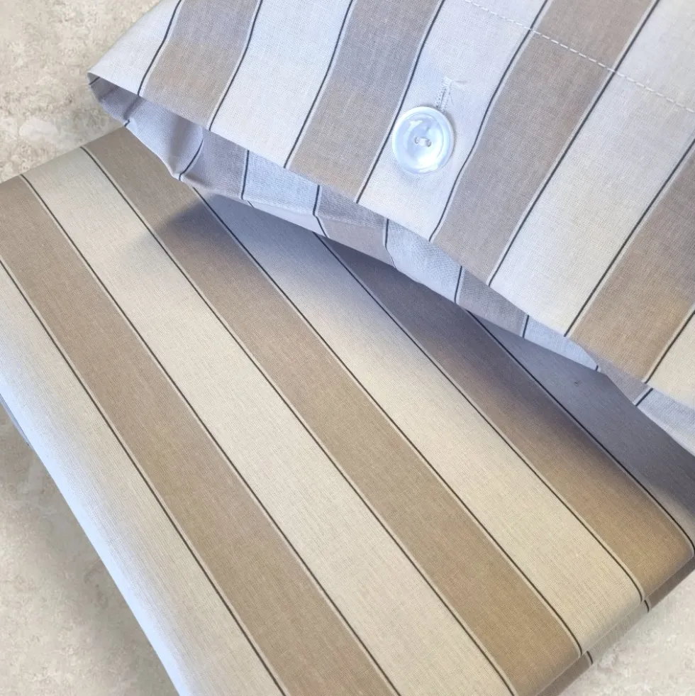 Parure copripiumino a righe beige Gabel MILANO in puro cotone