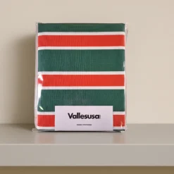 Parure copripiumino a righe rosso-verde Vallesusa POLO in puro cotone