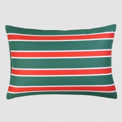 Parure copripiumino a righe rosso-verde Vallesusa POLO in puro cotone