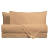 Parure copripiumino + 2 federe 100% cotone piazza e mezza ocra unito