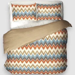 Parure copripiumino in cotone matrimoniale NABIL zig-zag chevron