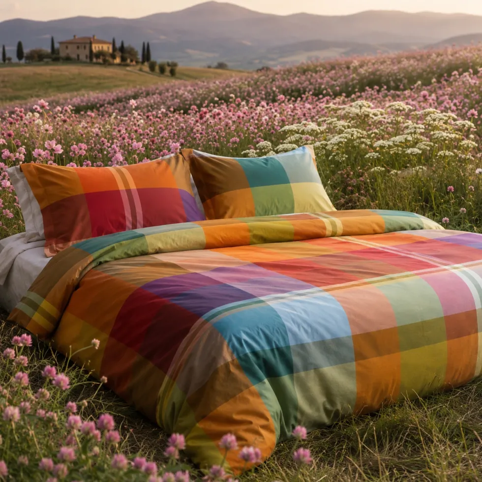 Parure Copripiumino matrimoniale Bossi PARROT 7608 multicolor check