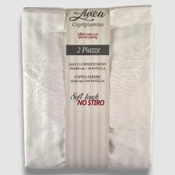 Parure copripiumino matrimoniale NO-STIRO Luxea jacquard bianco
