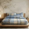 Parure lenzuola tinto filo matrimoniale Bossi DUNBAR 7604 azzurro