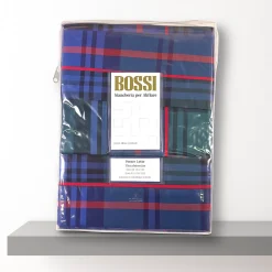 Parure lenzuola tinto filo matrimoniale Bossi WALLACE 7604 scozzese blu