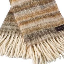 Plaid da divano coperta in Lana con frange London naturale