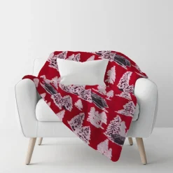 Plaid da divano in Lana Cotta Baita Innevata Casette rosso