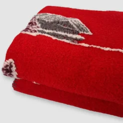 Plaid da divano in Lana Cotta Baita Innevata Casette rosso