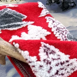 Plaid da divano in Lana Cotta Baita Innevata Casette rosso