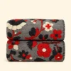 Plaid da divano in Lana Cotta 150 x 170 floreale rosso-grigio