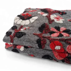 Plaid da divano in Lana Cotta 150 x 170 floreale rosso-grigio