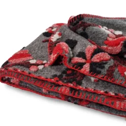 Plaid da divano in Lana Cotta 150 x 170 floreale rosso-grigio