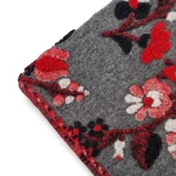 Plaid da divano in Lana Cotta 150 x 170 floreale rosso-grigio