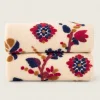 Plaid da divano in Lana Cotta 150 x 170 floreale panna
