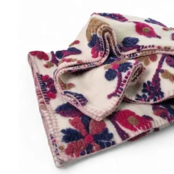 Plaid da divano in Lana Cotta 150 x 170 floreale panna