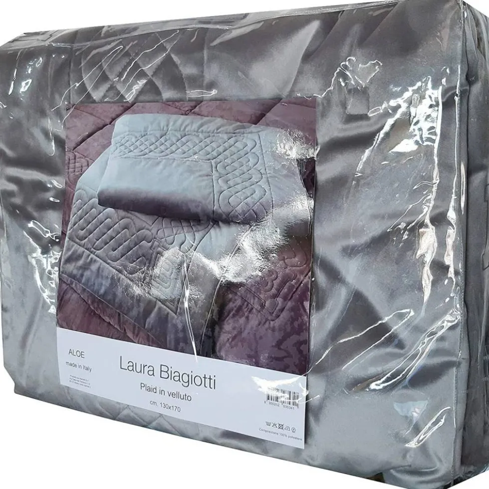Plaid da divano in velluto 130x170 LAURA BIAGIOTTI ALOE grigio