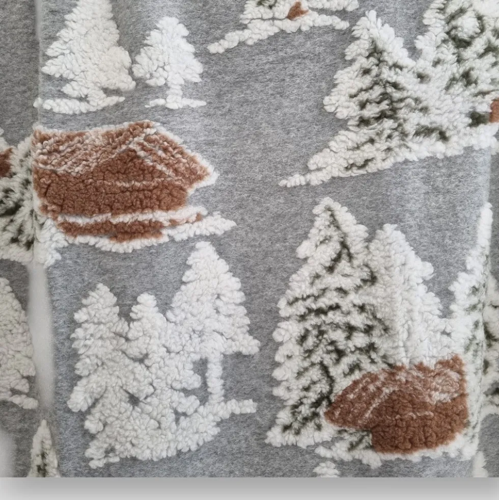 Plaid da divano Lana Cotta 150 x 170 Alberi innevati grigio