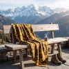 Plaid di Lana Cotta fiori d'Autunno senape - Soffice e Accogliente