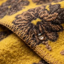 Plaid di Lana Cotta fiori d'Autunno senape - Soffice e Accogliente