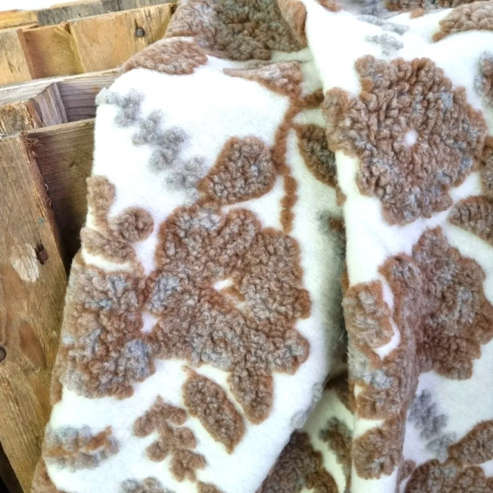 Plaid di Lana Cotta Panna Floreale Grigio tortora - Soffice e Accogliente