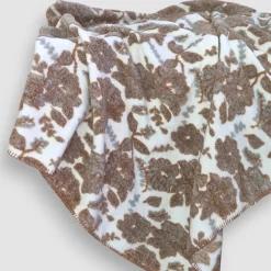 Plaid di Lana Cotta Panna Floreale Grigio tortora - Soffice e Accogliente