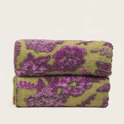 Plaid di Lana Cotta Verdone floreale viola lilla - Soffice e Accogliente per Casa