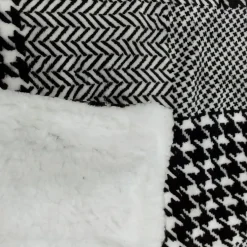 Plaid effetto agnellato Central Park bianco e nero pied de poule 130x160