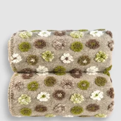 Plaid in Lana Cotta 150×170 cm Tortora “Margherite – Made in Italy