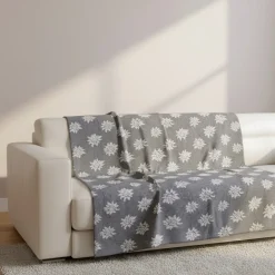 Plaid in Lana Cotta con Stella Alpina grigio - Soffice e Accogliente