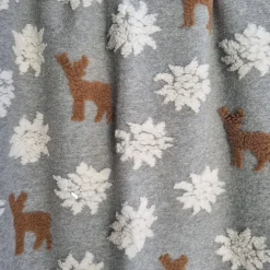 Plaid in Lana Cotta Panna con Cervi e fiocchi grigio - Soffice e Accogliente per Casa