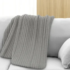 Plaid in pile soffice coperta matrimoniale mano morbida SOLEIL grigio