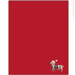 Plaid in pile 130x160 Bassotto rosso con ricamo applicato