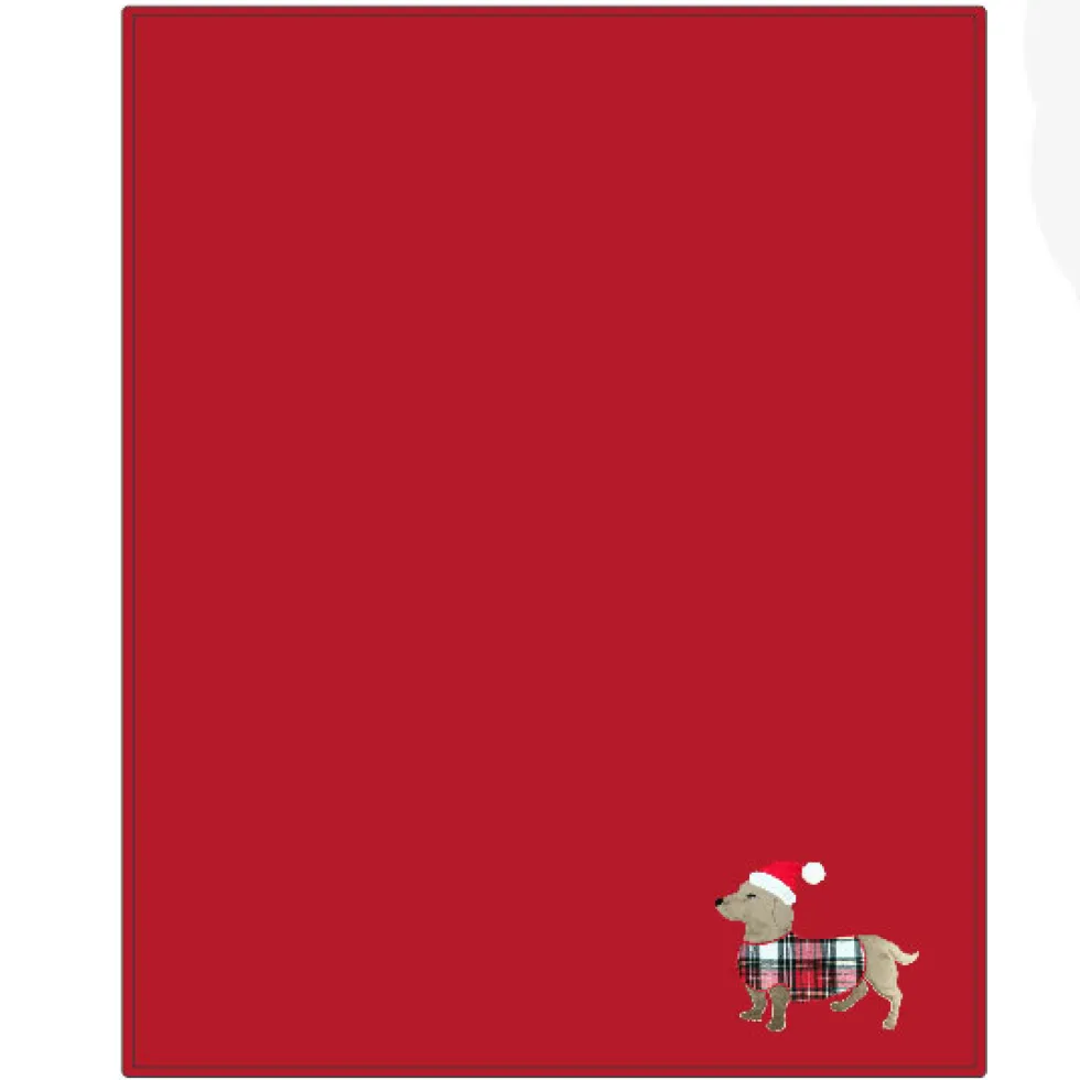 Plaid in pile 130x160 Bassotto rosso con ricamo applicato