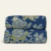 Plaid lana cotta 150x170 cm con motivo floreale blu Bordo punto cavallo