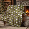 Plaid lana cotta 150x170 cm fondo verde con pecore – Mountain Alpine