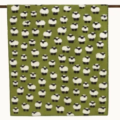 Plaid lana cotta 150x170 cm fondo verde con pecore – Mountain Alpine