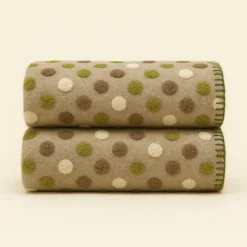 Plaid lana cotta 150x170 cm tortora con motivo a pois Bordo punto cavallo
