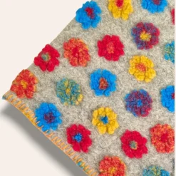 Plaid lana cotta 150x170 Margherite multicolori, Made in Italy