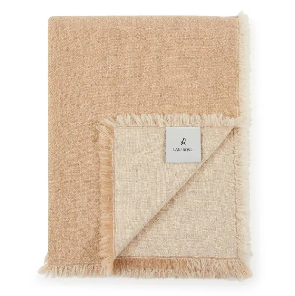 Plaid lana merino lavabile beige 130x180 Lanerossi elegante per divano