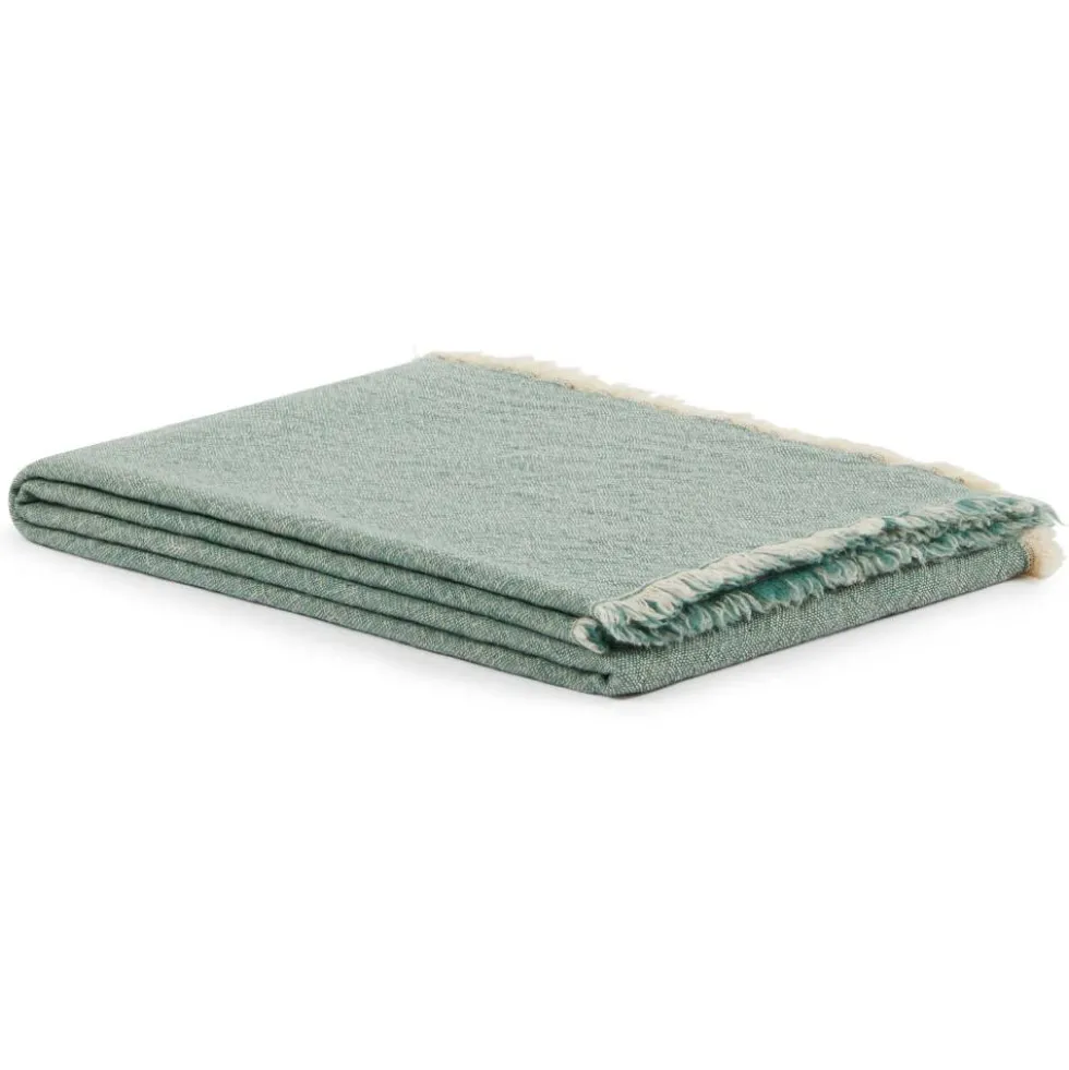 Plaid lana merino lavabile in lavatrice verde acqua 130x180 Lanerossi