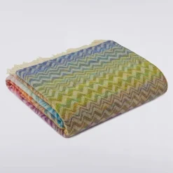Plaid Missoni Home con frange 130x190 cm BASTIEN 100 zig-zag