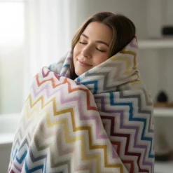 Plaid Missoni Home con frange 130x190 cm WATAMU 100 chevron