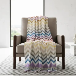 Plaid Missoni Home con frange 130x190 cm WATAMU 100 chevron