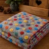 Plaid Pregiato Lana Cotta 150x170 Pois multicolor fondo grigio