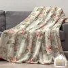 Plaid Sherpa BLOOM soffice coperta floreale rosa 130x160 con borsa