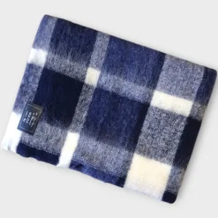 Plaid singolo coperta invernale Lana Vergine Mohair blu